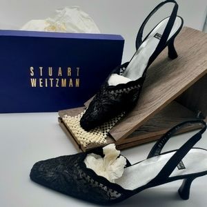 Stuart Weitzman Black Scallop Lace High Heel Shoe W Size 11 A